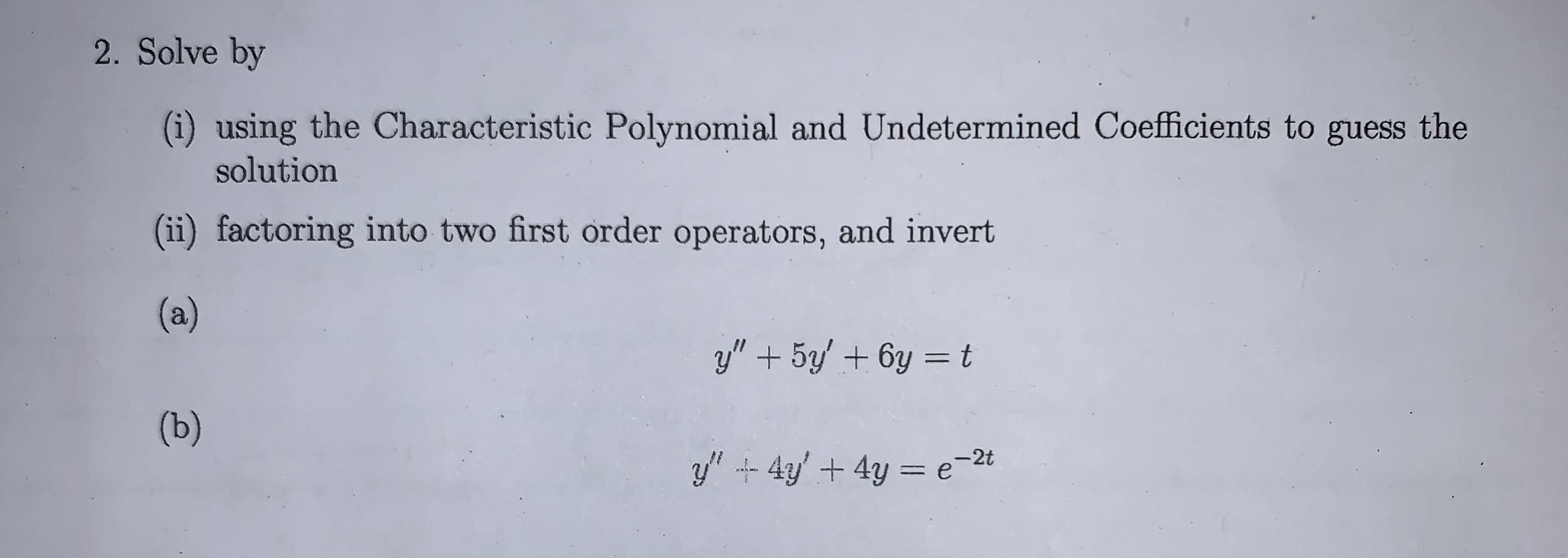 Solved 2. Solve By (i) Using The Characteristic Polynomial | Chegg.com