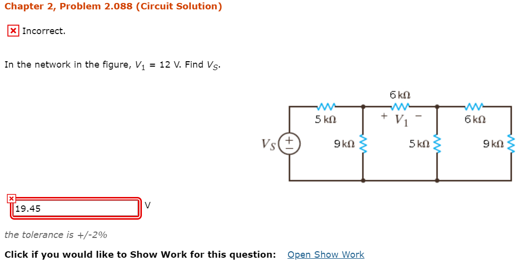 Solved Chapter 2 Problem 2 0 Circuit Solution X Inco Chegg Com