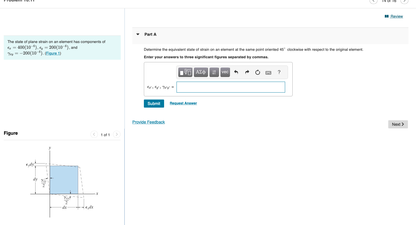 Solved The State Of Plane Strain On An Element Has | Chegg.com