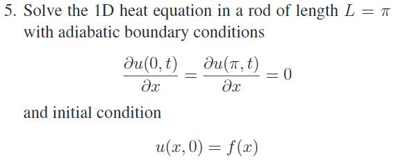 Solved 5. Solve the 1D heat equation in a rod of length L = | Chegg.com