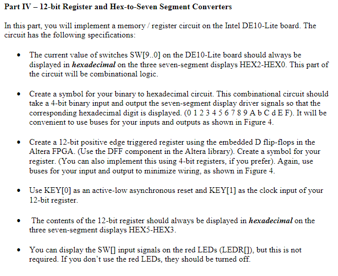 Part IV - 12-bit Register and Hex-to-Seven Segment | Chegg.com