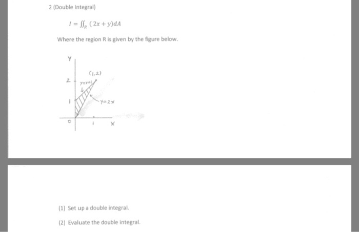 Solved 2 (Double Integral) Where the region R is given by | Chegg.com