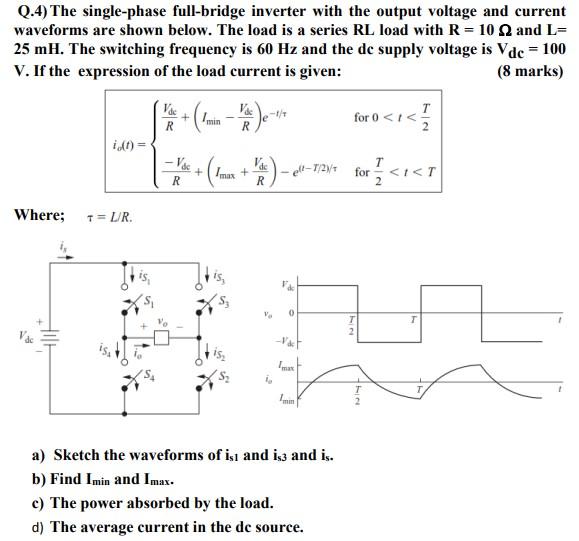 Solved Q.4) The Single-phase Full-bridge Inverter With The | Chegg.com