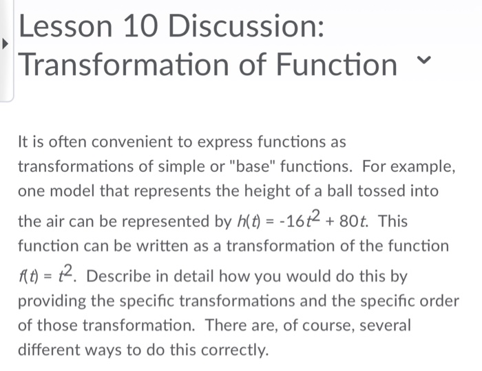 Solved Lesson 10 Discussion: Transformation of Function It | Chegg.com