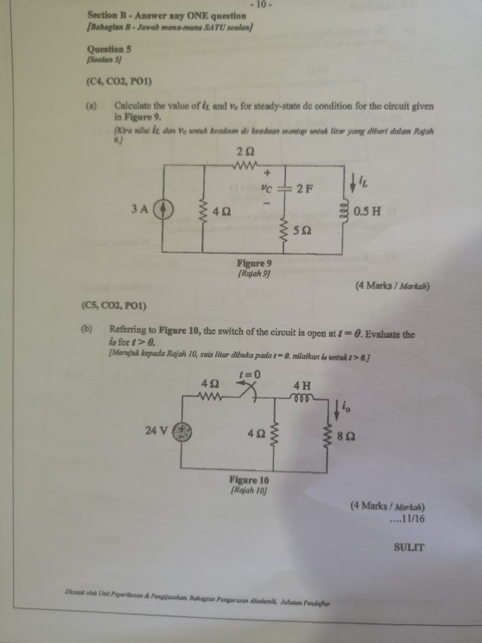 Solved - 10 - Section B - Answer Any ONE Question Bahagian 8 | Chegg.com