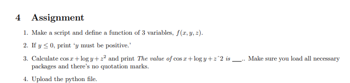 Solved 4 Assignment 1. Make a script and define a function | Chegg.com