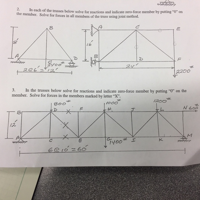 Solved 2. In each of the trusses below solve for reactions | Chegg.com