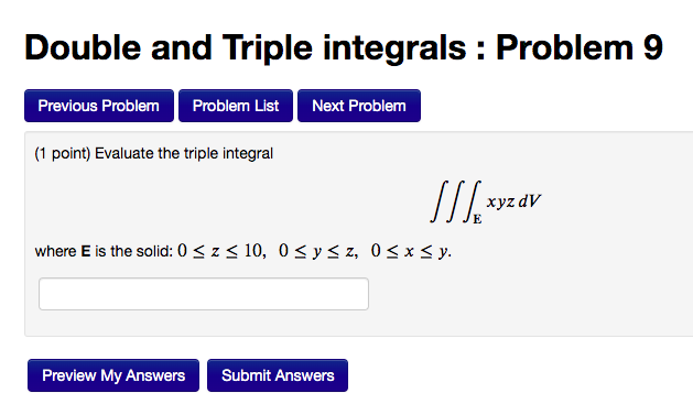 Solved Double and Triple integrals: Problem 1 Previous | Chegg.com