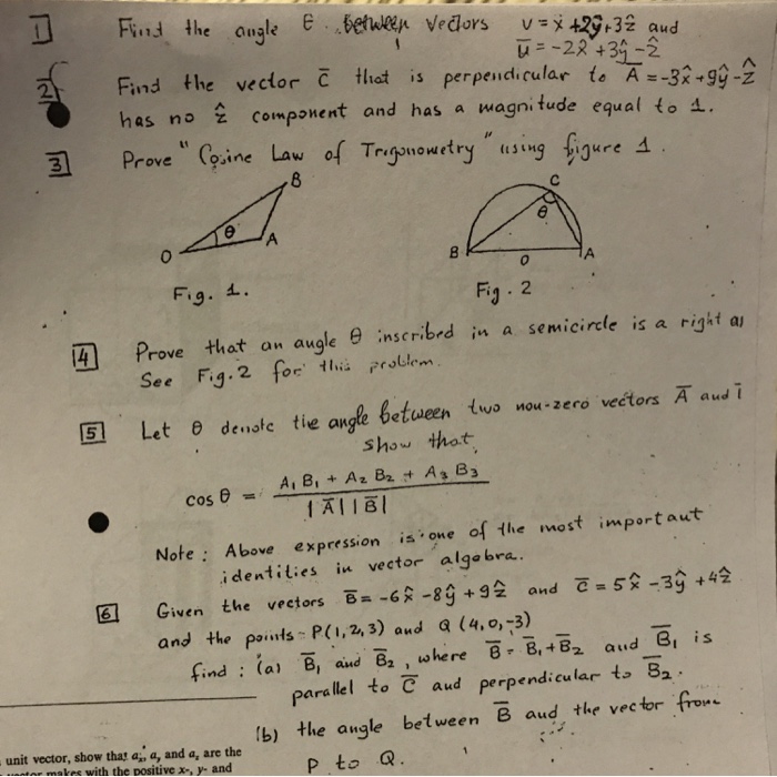 Solved Find the angle between vectors v = x + 2y + 3z and u | Chegg.com