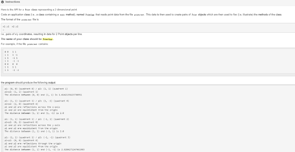 How do I code this in Java with a point class API? | Chegg.com