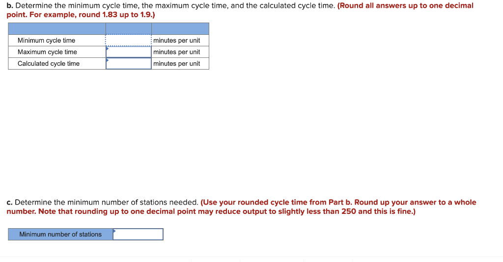 Solved b. Determine the minimum cycle time, the maximum | Chegg.com