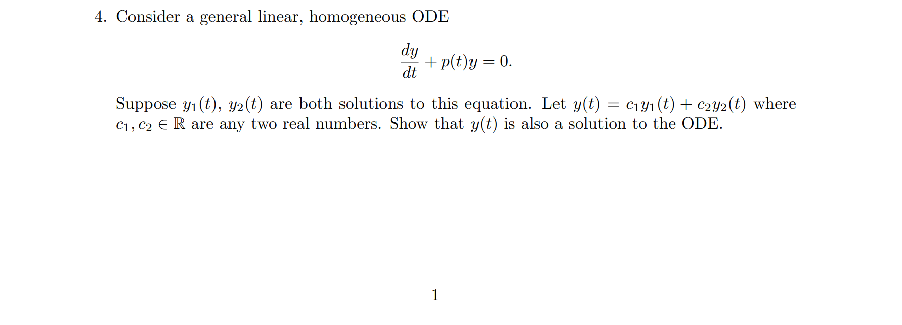 Solved 4. Consider a general linear, homogeneous ODE | Chegg.com