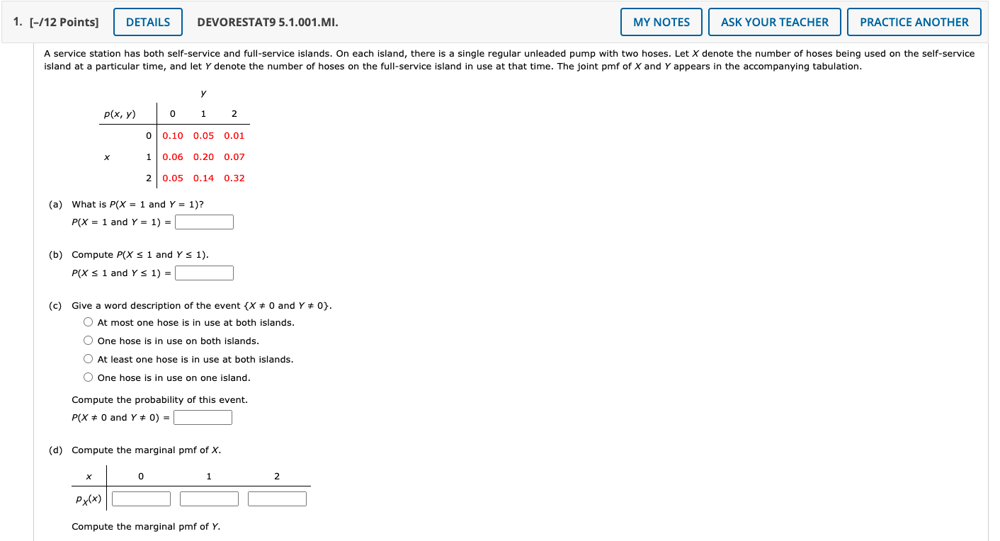 Solved 1. [-/12 Points] DETAILS DEVORESTAT9 5.1.001.MI. MY | Chegg.com