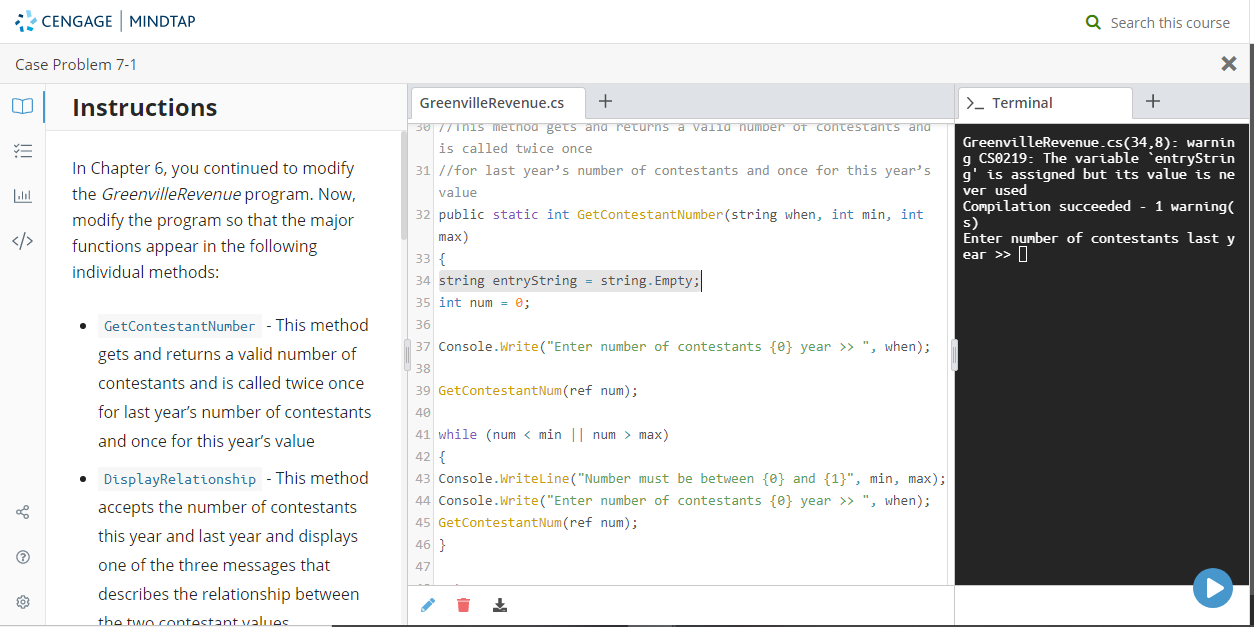 Solved C# coding I need help with an error that makes no | Chegg.com
