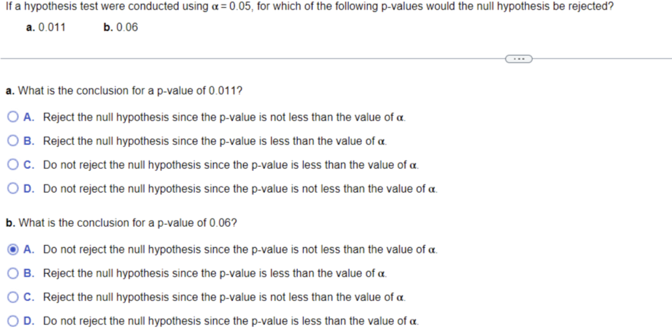 null hypothesis p 0.05