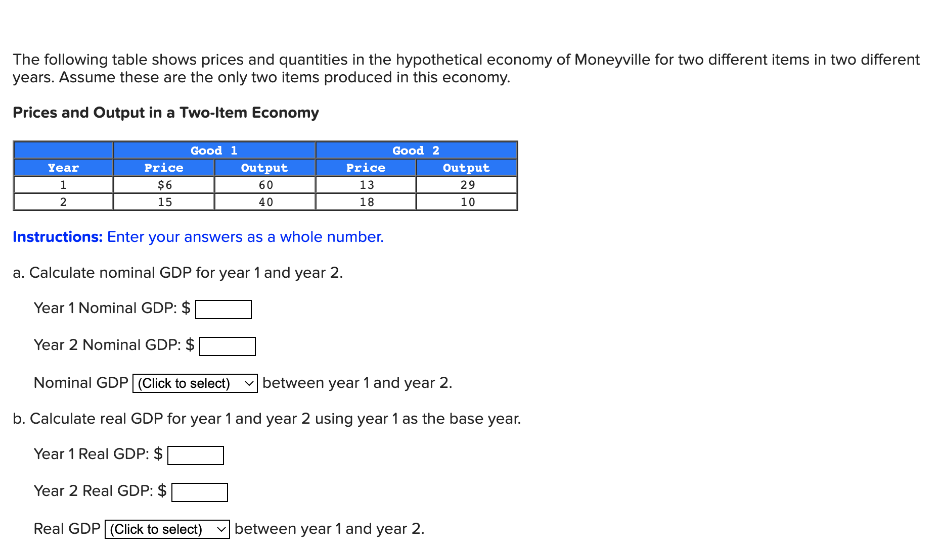 Solved The Following Table Shows Prices And Quantities In | Chegg.com