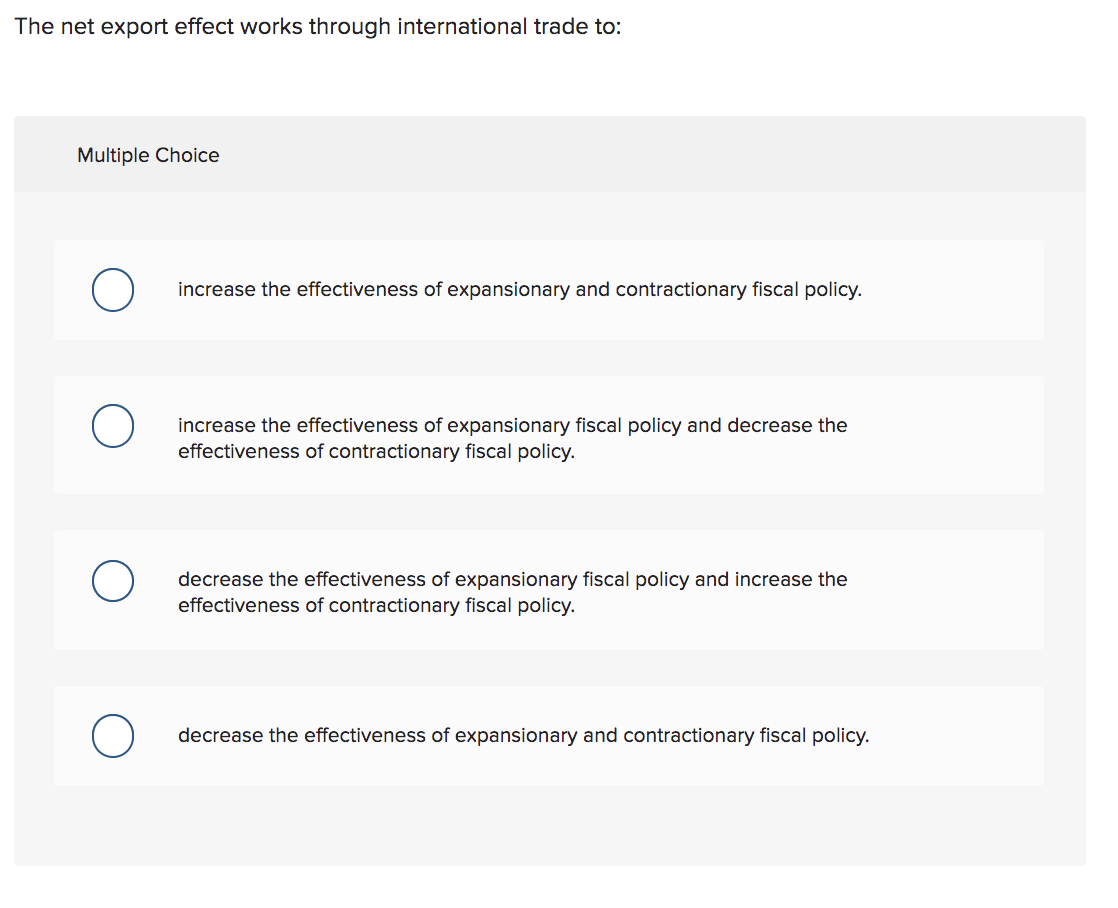Solved The net export effect works through international | Chegg.com