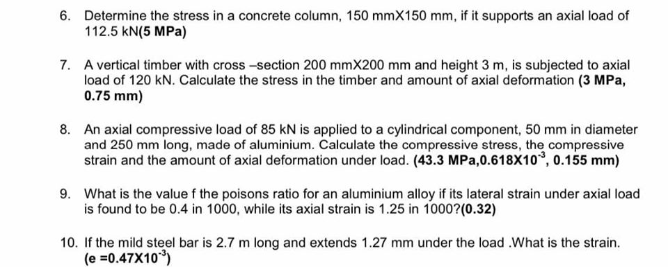 Solved 6. Determine the stress in a concrete column, 150 | Chegg.com