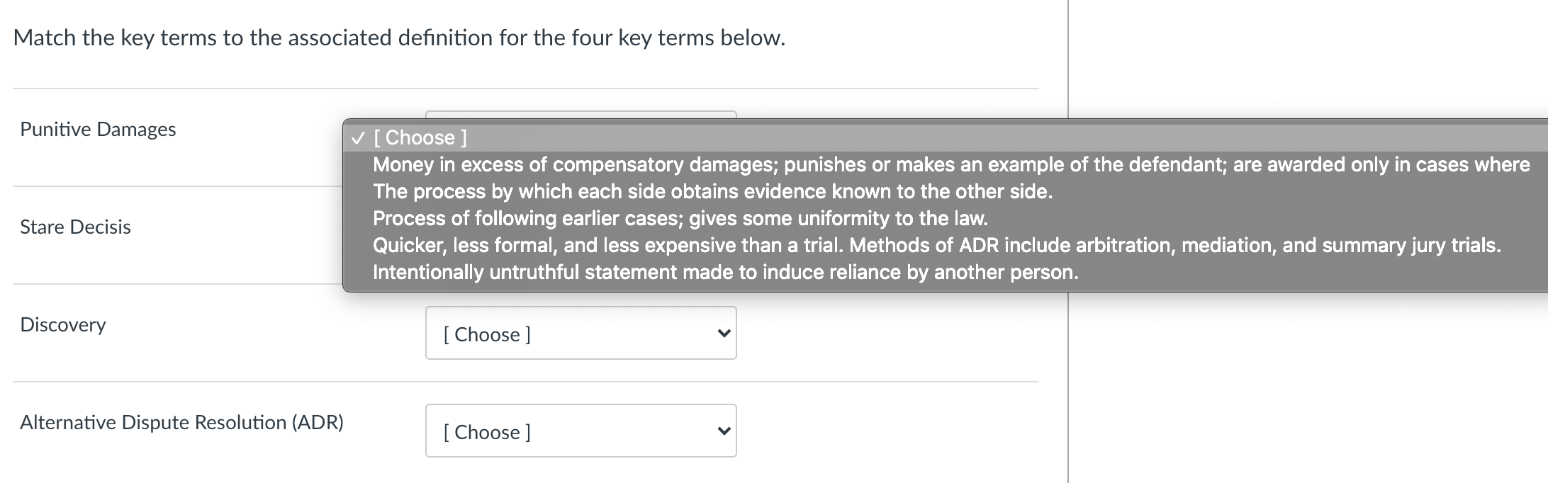 Solved Match the key terms to the associated definition for | Chegg.com