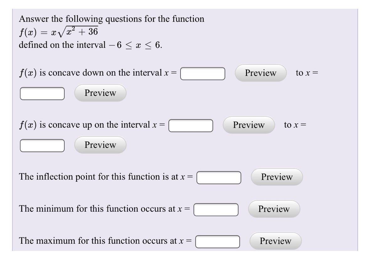 Solved Answer the following questions for the function f(x) | Chegg.com