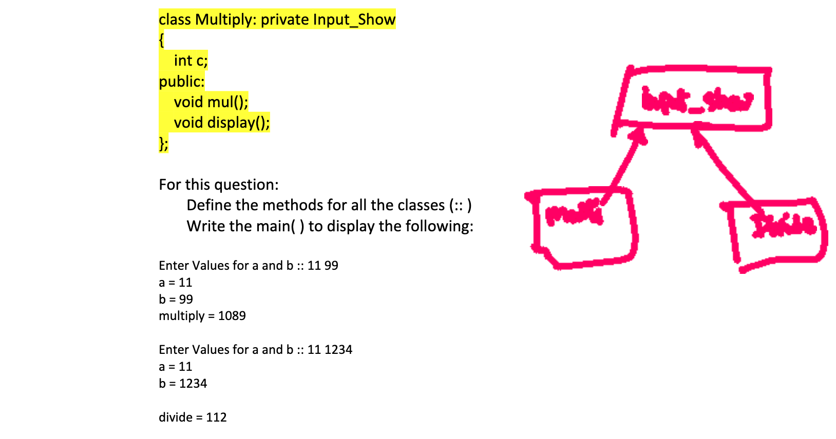 Solved (1) (40) Demonstration of single inheritance: There | Chegg.com