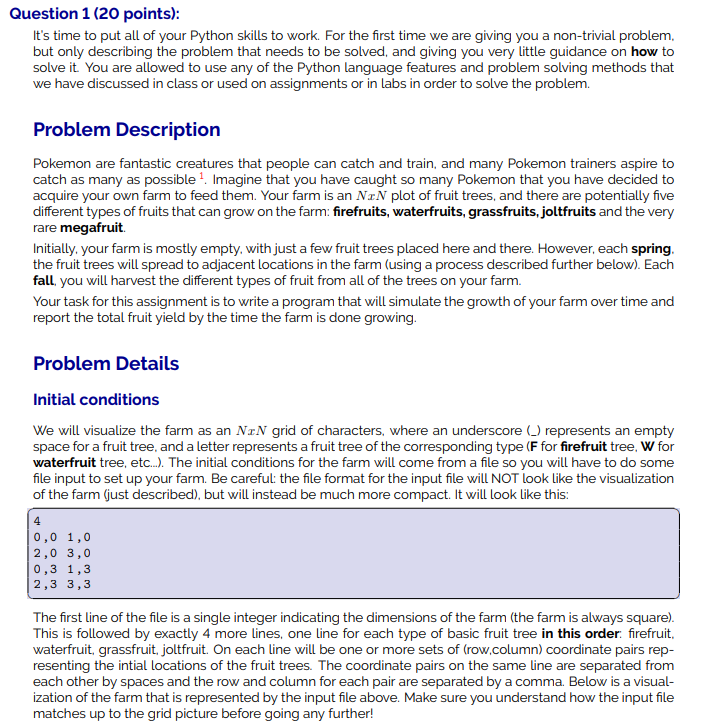 Solved uestion 1 ( 20 points): It's time to put all of your | Chegg.com