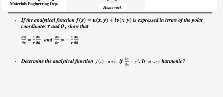 Solved Materials Engineering Dep. Homework - If the | Chegg.com