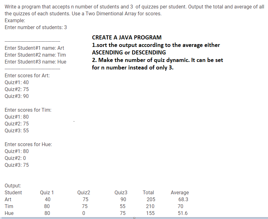 Solved Write a program that accepts n number of students and | Chegg.com