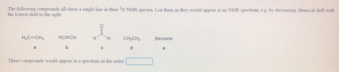 Solved The Following Compounds All Show A Single Line In | Chegg.com