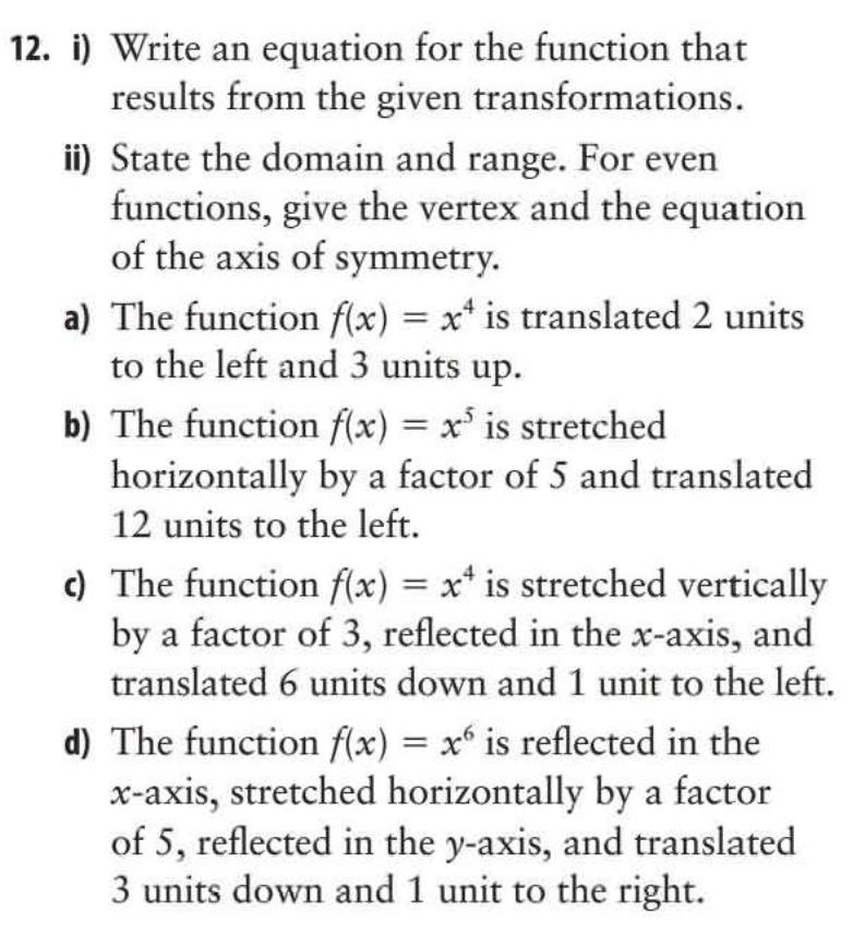 Solved 12. i) Write an equation for the function that | Chegg.com