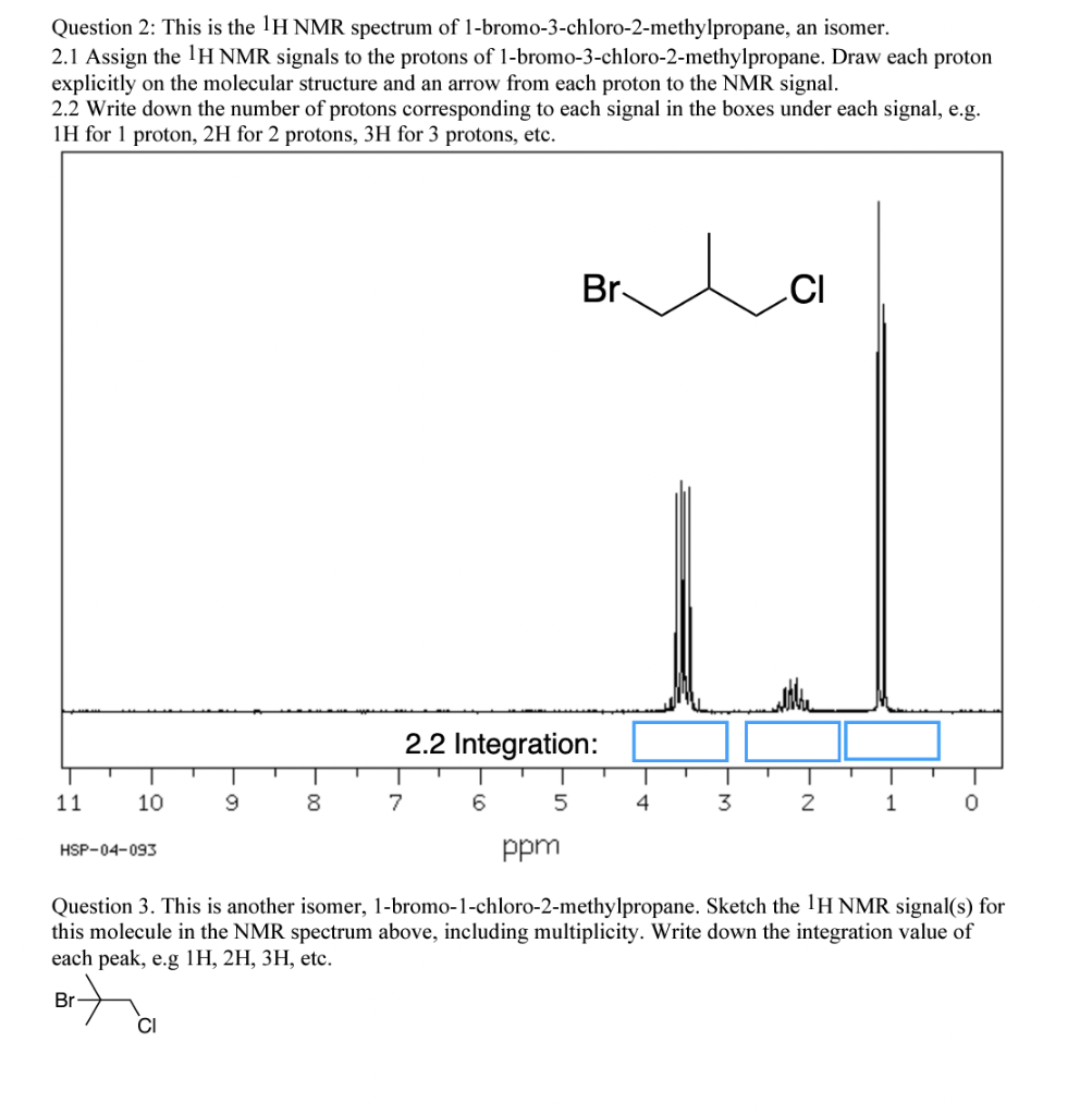 Solved Question 2: This Is The 1 1NMR Spectrum Of | Chegg.com