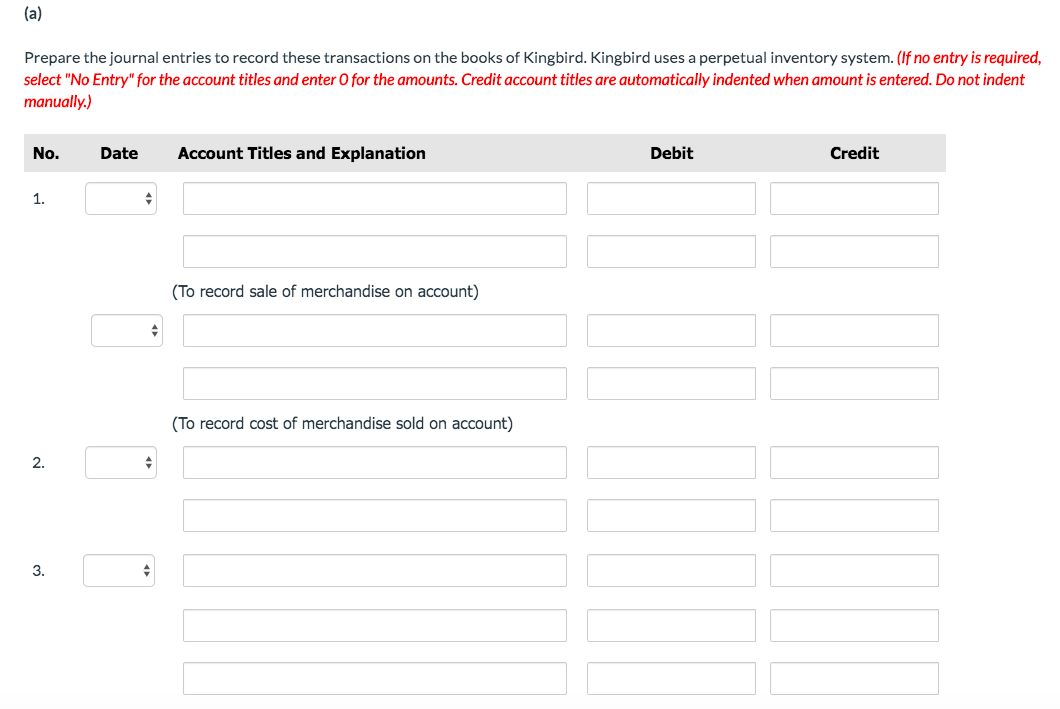Solved The following transactions are for Kingbird Company.