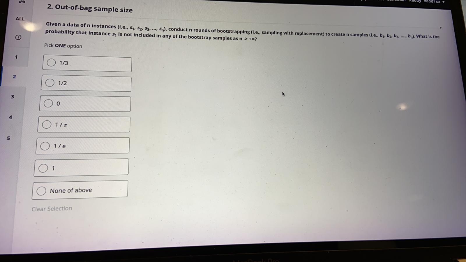 Solved 06 Maddika 2. Outofbag sample size ALL Given a