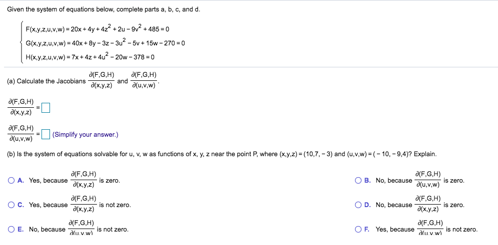 Solved Given The System Of Equations Below Complete Part Chegg Com