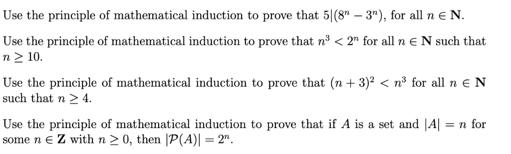 Solved Use The Principle Of Mathematical Induction To Prove Chegg Solved Use The Principle Of Mathematical Induction To Prove Chegg