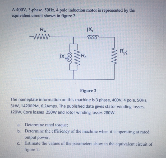 Solved A 400V, 3-phase, 50Hz, 4 pole induction motor is | Chegg.com