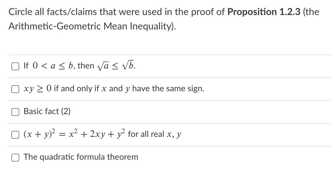 Solved Circle All Facts Claims That Were Used In The Proof Chegg Com