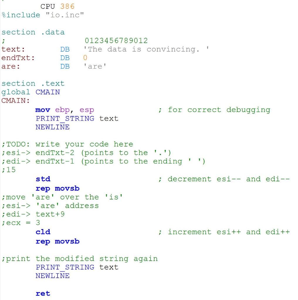 Solved Insert.asm - insert a word into text I need to | Chegg.com