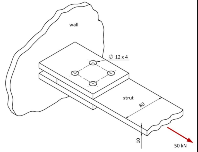 Solved wall Ø 12 x 4 strut 80 10 50 KN QUESTION 1 1. Part | Chegg.com