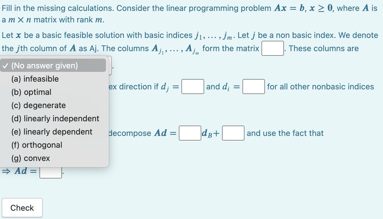 Fill in the missing calculations. Consider the linear | Chegg.com