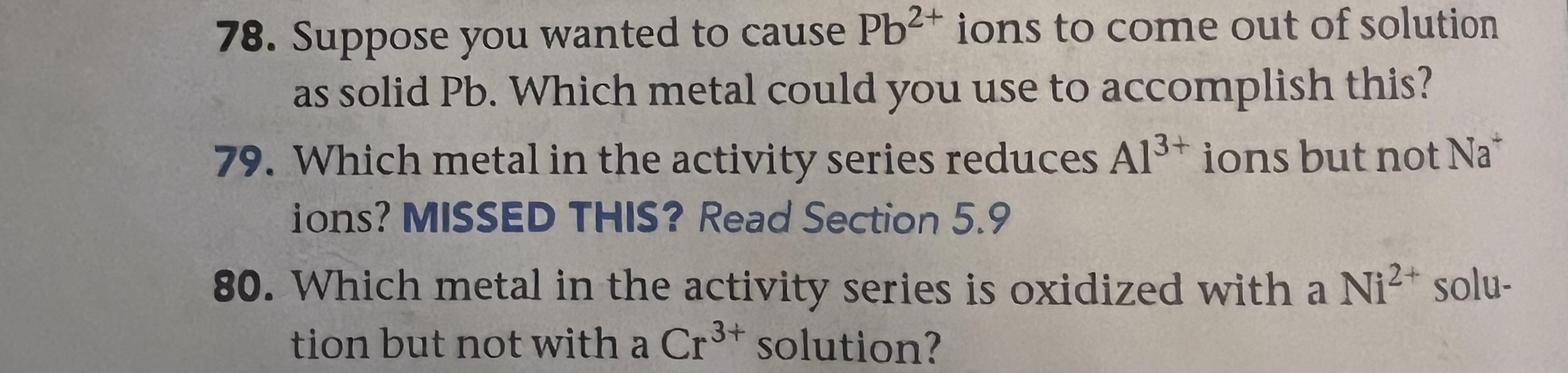 Solved 78. Suppose you wanted to cause \\( \\mathrm{Pb}^{2+} | Chegg.com