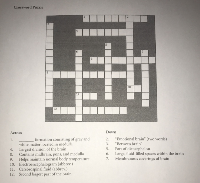 Solved Crossword Puzzle 10 12 Across Down 2. "Emotional