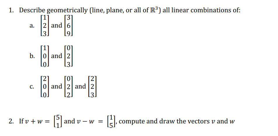 Solved Linear Algebra - Ch. 3: The Vector Space | Chegg.com