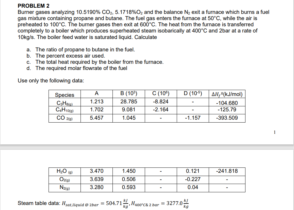 Solved PROBLEM 2 Burner gases analyzing 10.5190 CO2,