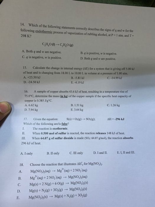 Solved 14. Which of the following statements correctly | Chegg.com