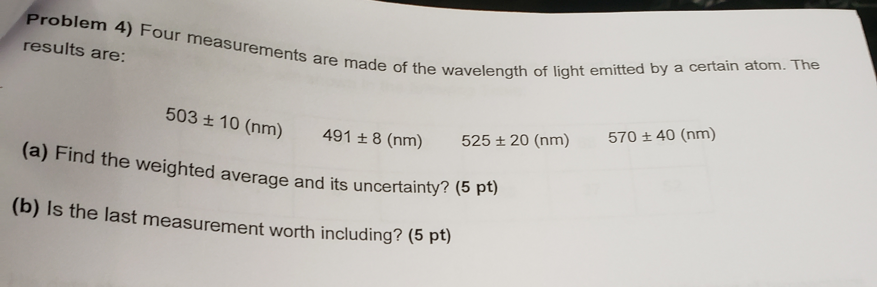 Solved Problem 4) Four measurements are made of the wa | Chegg.com