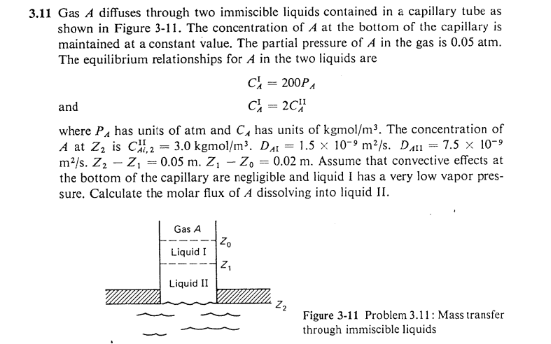 Solved .11 Gas A Diffuses Through Two Immiscible Liquids | Chegg.com