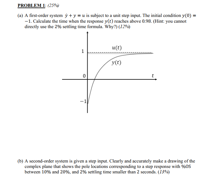 Solved PROBLEM 1: (25%) (a) A first-order system ý + y = u | Chegg.com