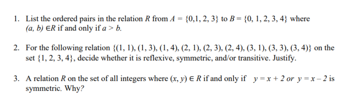 Solved 1 List The Ordered Pairs In The Relation R From Chegg Com   PhprgxKfv