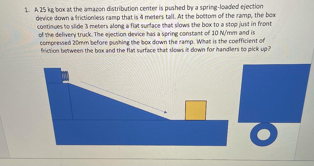 Solved 1. A 25 kg box at the amazon distribution center is | Chegg.com
